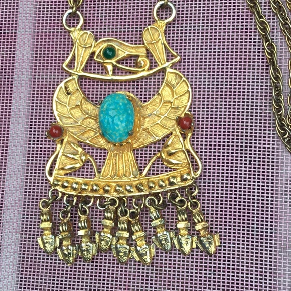 COPY - Vintage Eye of Horus large necklace goldtone - Picture 9 of 11